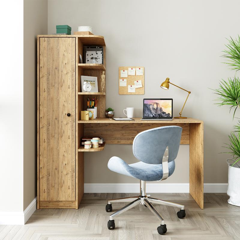 Scrivania moderna ufficio libreria attrezzata 143xH143 cm rovere Vision-S