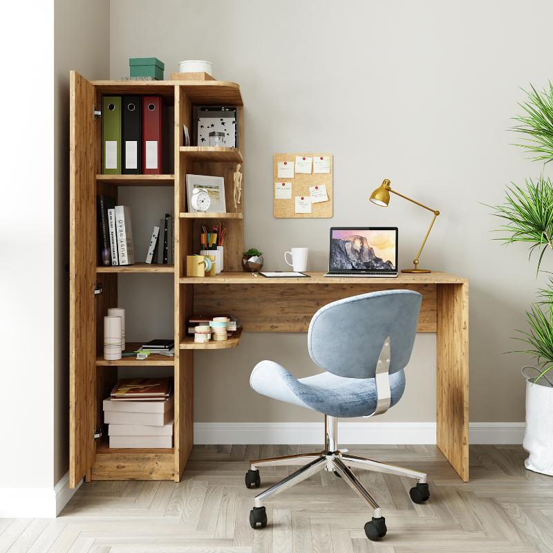 Scrivania moderna ufficio libreria attrezzata 143xH143 cm rovere Vision-S