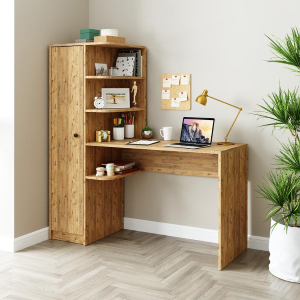 Scrivania moderna ufficio libreria attrezzata 143xH143 cm rovere Vision-S