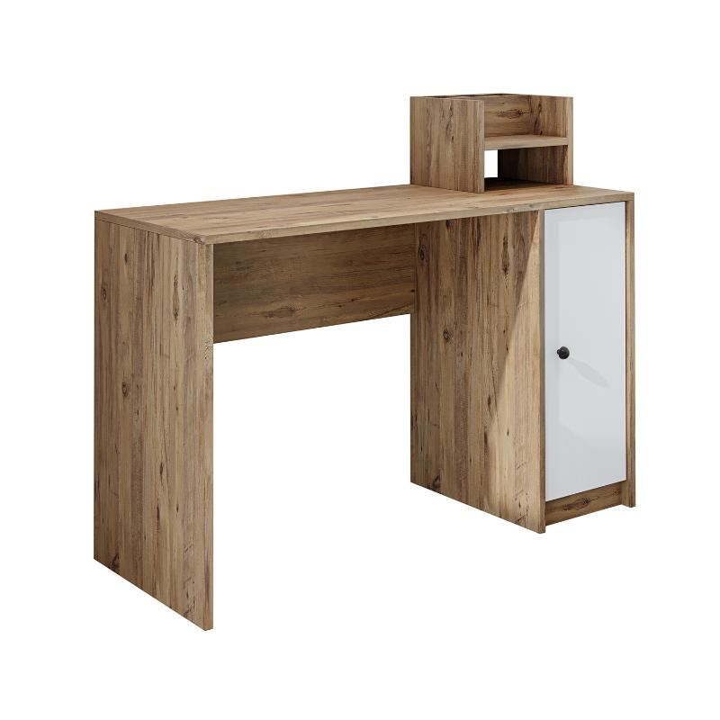 Scrivania ufficio moderna lineare libreria 1 anta 120xH100 cm rovere bianco Flus