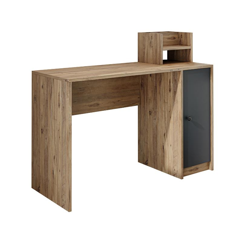 Scrivania ufficio moderna lineare libreria 1 anta 120xH100 cm rovere antracite Flus