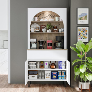 Mobile da cucina dispensa multiuso 90xH179 cm bianco rovere Coffee