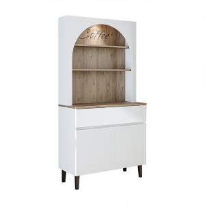 Mobile da cucina dispensa multiuso 90xH179 cm bianco rovere Coffee