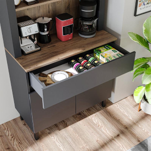 Mobile da cucina dispensa multiuso 90xH179 cm antracite rovere Coffee