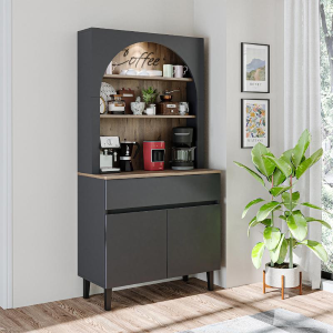 Mobile da cucina dispensa multiuso 90xH179 cm antracite rovere Coffee