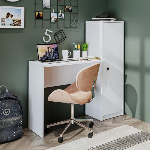 Scrivania moderna mobile libreria attrezzata 110xH120 cm bianco Tela
