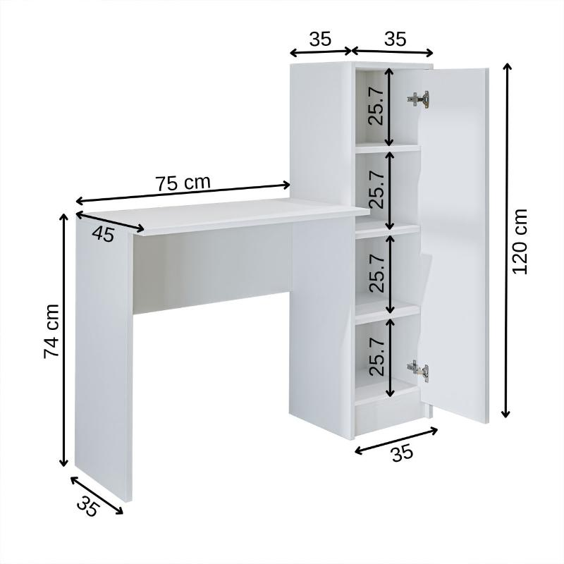 Scrivania moderna mobile libreria attrezzata 110xH120 cm bianco Tela
