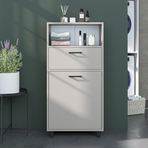 Mobile lavanderia colonna bagno cesto portabiancheria 60xH125 tortora Sirena
