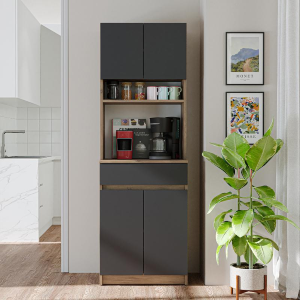 Mobile da cucina dispensa multiuso 60xH180 cm rovere antracite Moka