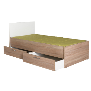 Letto singolo contenitore 2 cassettoni 90x190 cm rovere bianco Mason