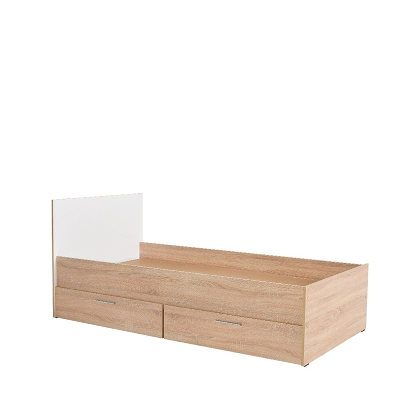 Letto singolo contenitore 2 cassettoni 90x190 cm rovere bianco Mason