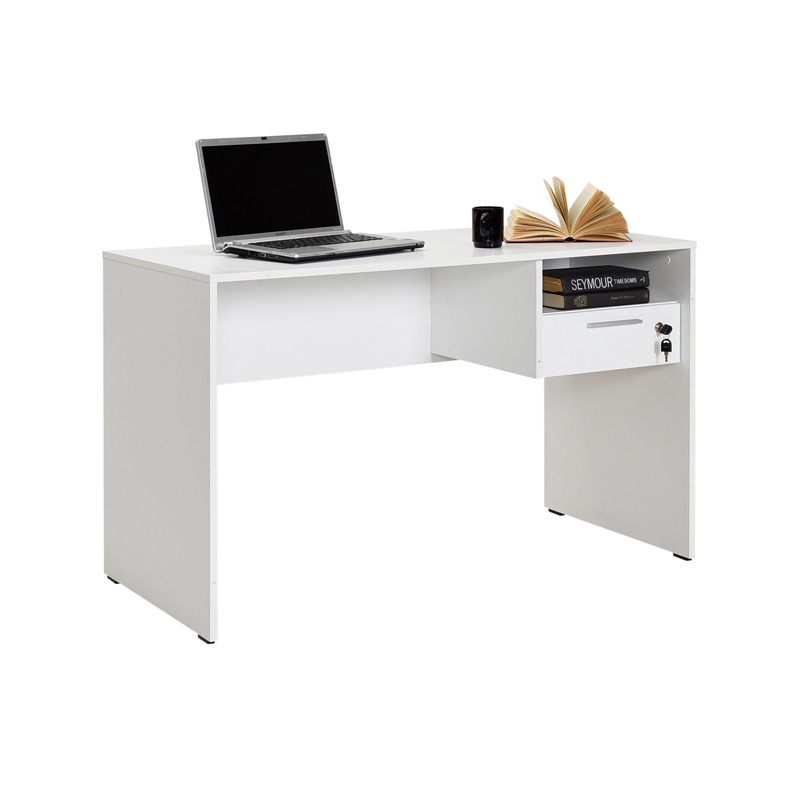 Scrivania ufficio cassetto chiave 120xH75 cm bianco Secure