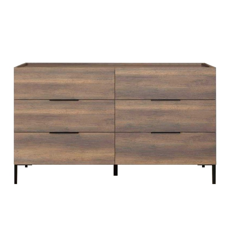 Comò moderno cassettiera 6 cassetti 140xH81 cm noce Elevate