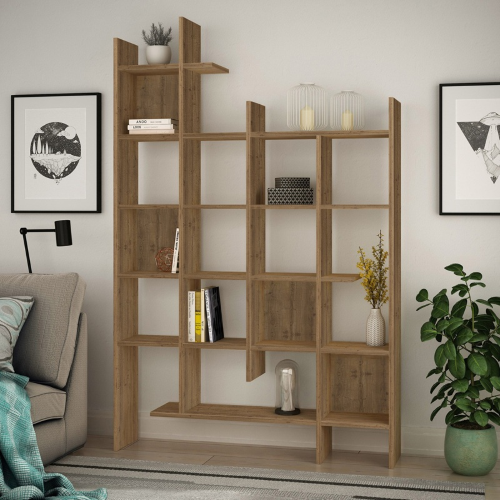 Libreria moderna parete soggiorno design 122xH188 cm noce Cesar