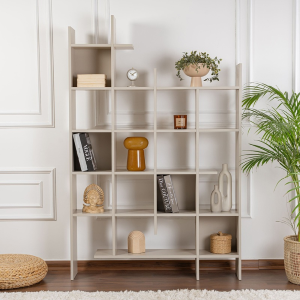 Libreria moderna parete soggiorno design 122xH188 cm beige Cesar