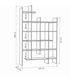 Libreria moderna parete soggiorno design 122xH188 cm beige Cesar