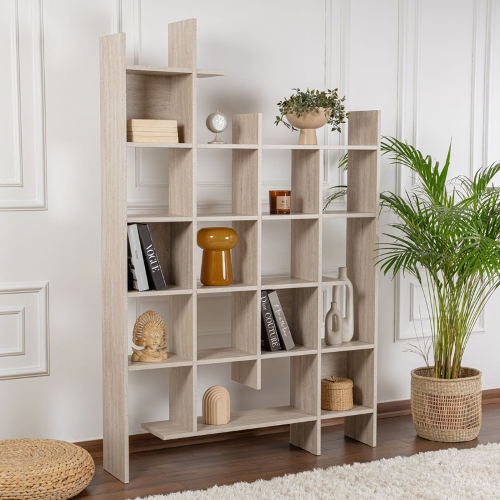 Libreria moderna parete soggiorno design 122xH188 cm travertino Cesar