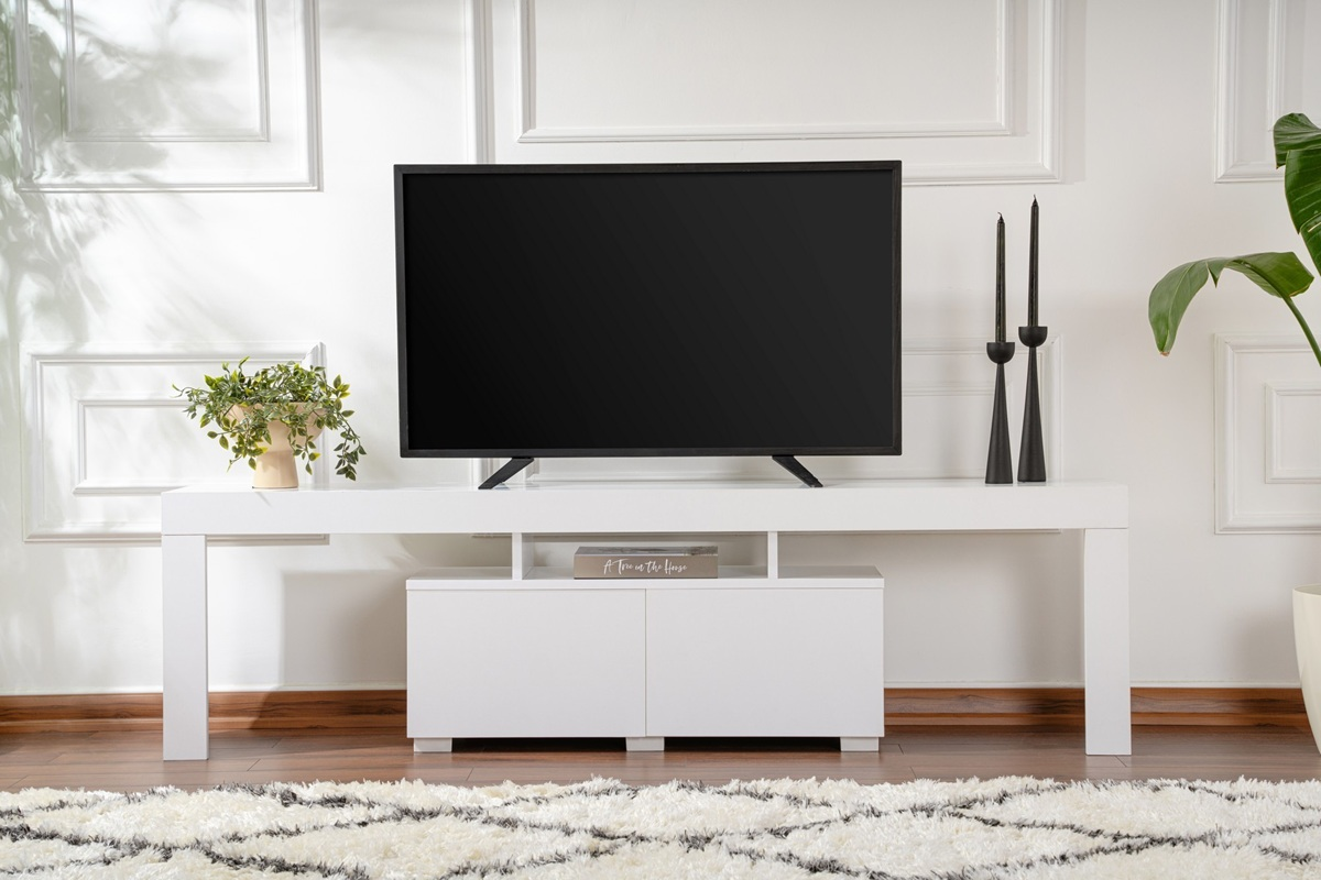 Mobile porta tv moderno terra 180xH50 cm bianco opaco Carin