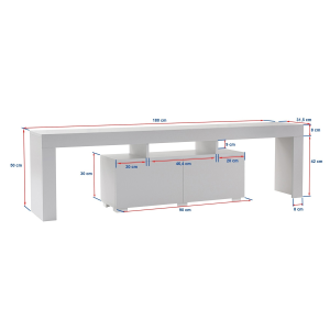 Mobile porta tv moderno terra 180xH50 cm bianco opaco Carin