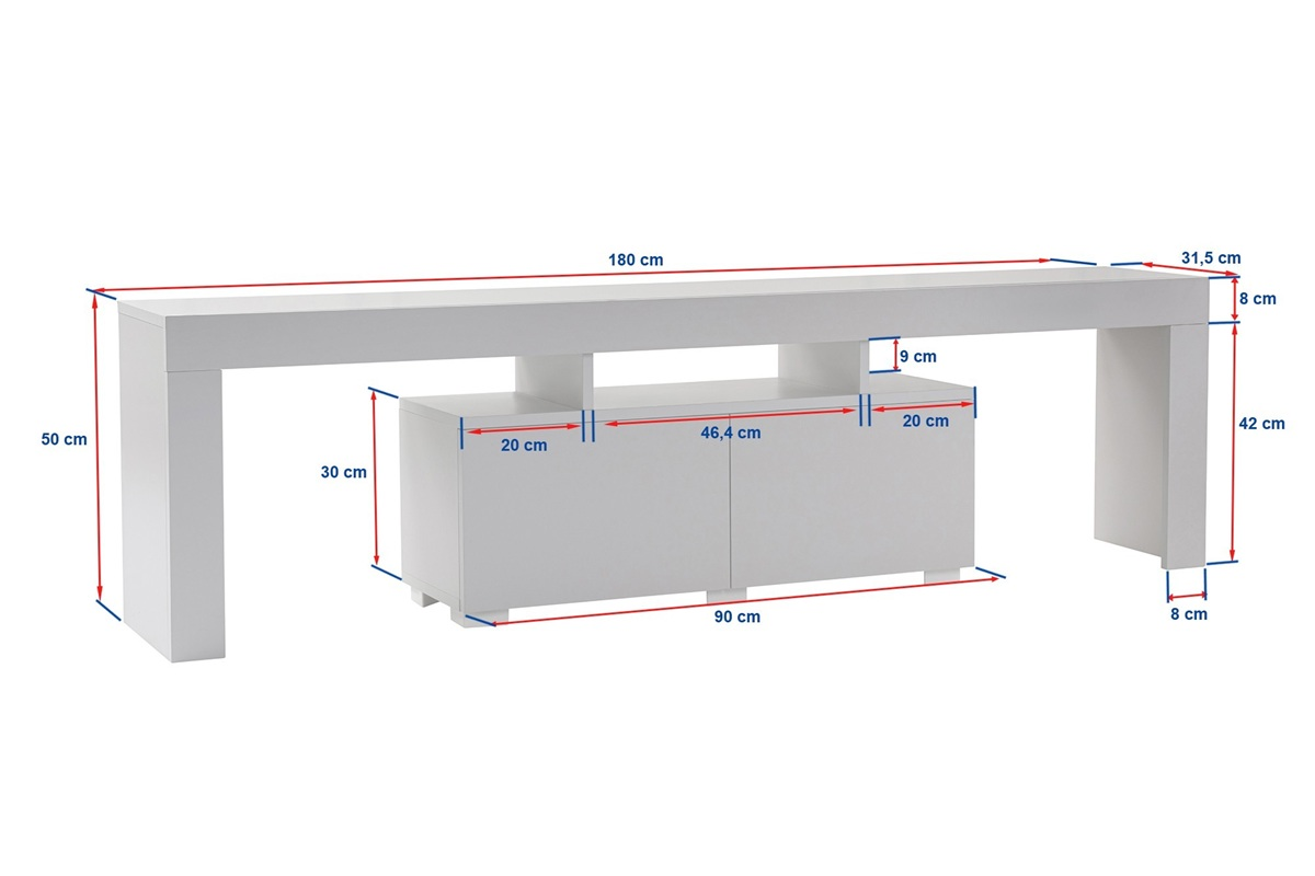Mobile porta tv moderno terra 180xH50 cm bianco opaco Carin