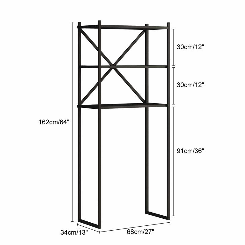 Mobile lavatrice 68xH162 cm industrial metallo nero Iron