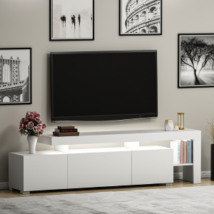 Mobile porta tv moderno terra led 192xH53 cm bianco Chita