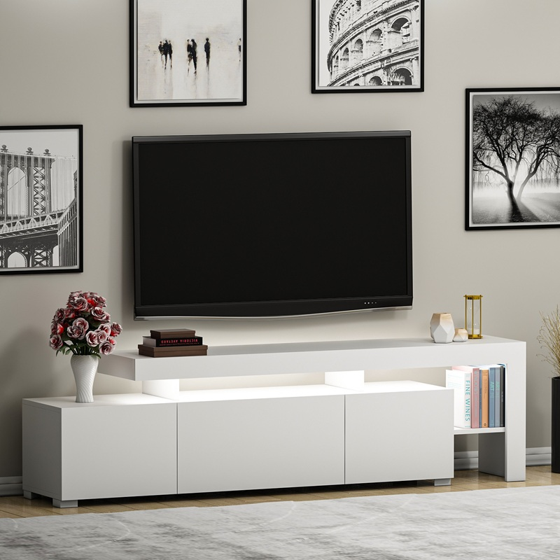 Mobile porta tv moderno terra led 192xH53 cm bianco Chita