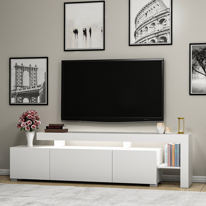 Mobile porta tv moderno terra led 192xH53 cm bianco Chita