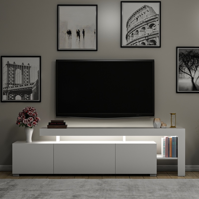 Mobile porta tv moderno terra led 192xH53 cm bianco Chita