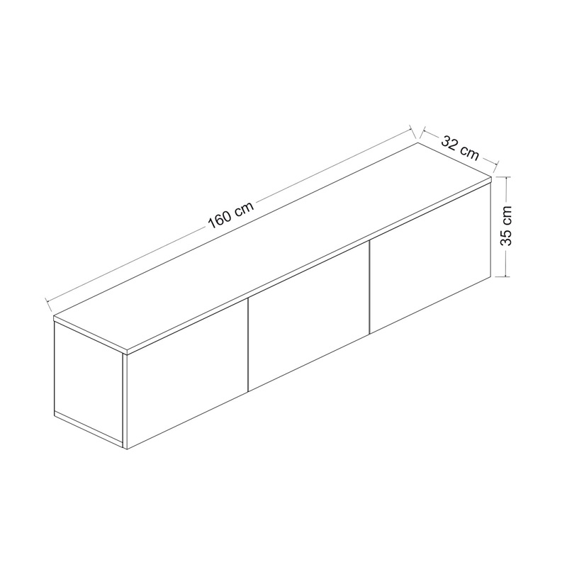 Mobile porta tv moderno sospeso led 160xH35 cm rovere Discovery