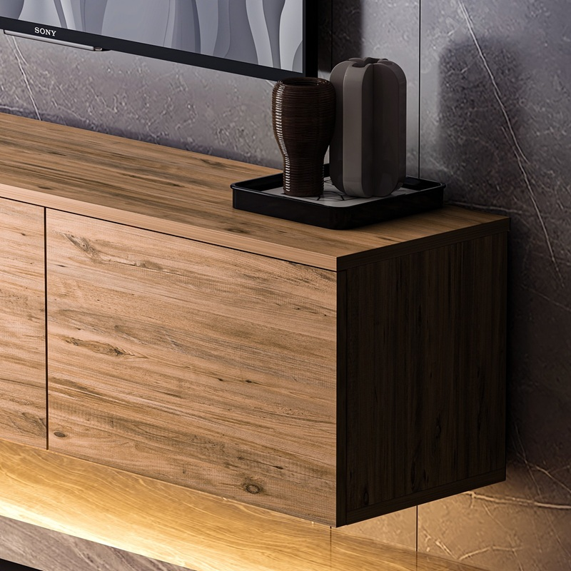 Mobile porta tv moderno sospeso led 160xH35 cm rovere Discovery