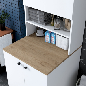 Mobile lavatrice armadio chiuso 4 ante 70xH183 bianco noce Laver