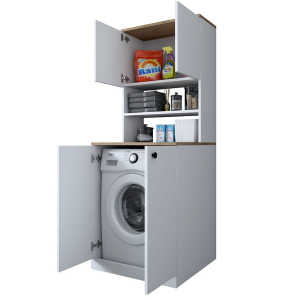 Mobile lavatrice armadio chiuso 4 ante 70xH183 bianco noce Laver