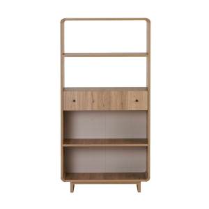 Libreria moderna soggiorno design 1 cassetto 78xH153 cm rovere Tudor