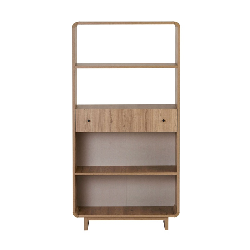 Libreria moderna soggiorno design 1 cassetto 78xH153 cm rovere Tudor
