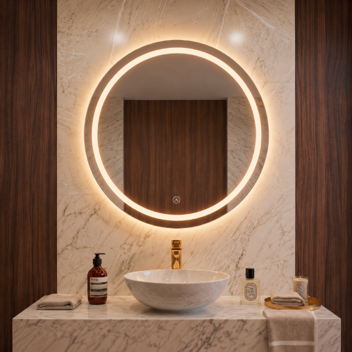 Specchio bagno led rotondo 70 cm design luce naturale