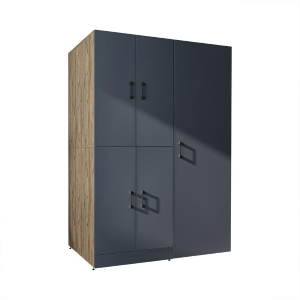 Armadio chiuso mobile lavatrice ripiani portascope 130xH185 rovere antracite Shine-2