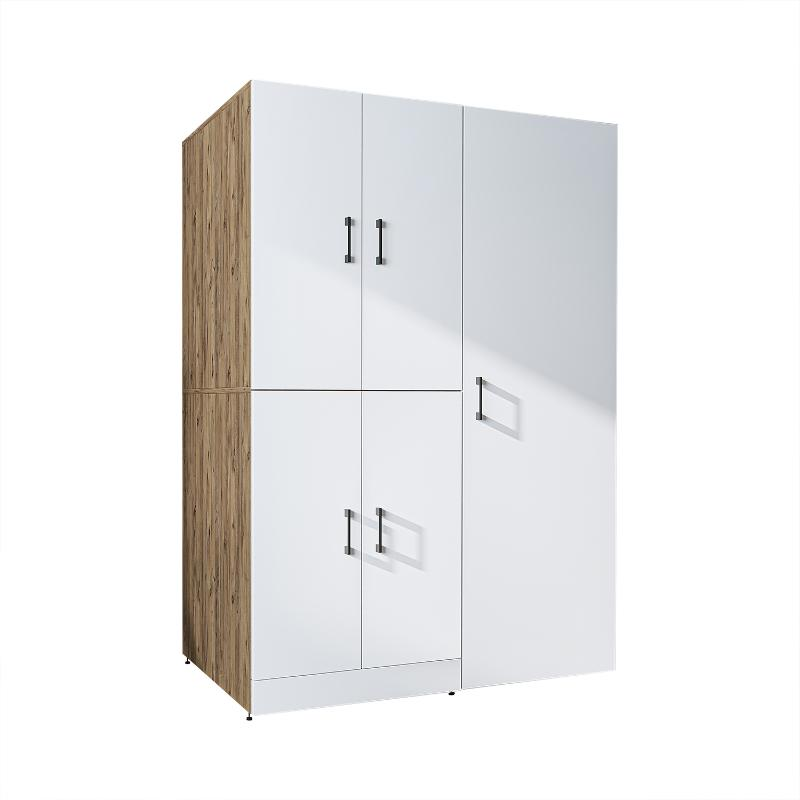 Armadio chiuso mobile lavatrice ripiani portascope 130xH185 rovere bianco Shine-2