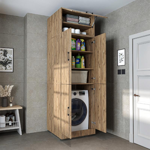 Armadio chiuso mobile lavatrice ripiani ribalta 70xH230 rovere Shine