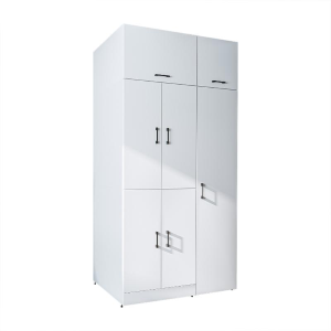 Armadio chiuso mobile lavatrice ripiani portascope 115xH230 bianco Shine-1