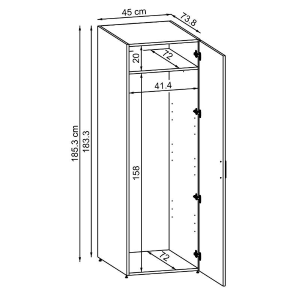 Colonna mobile armadio portascope lavanderia 45xH185 cm bianco Shine