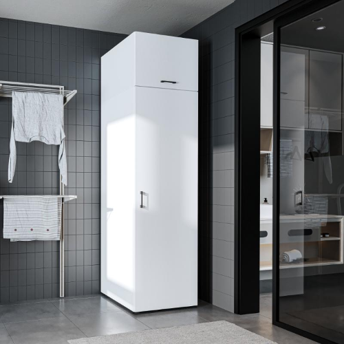 Colonna mobile armadio portascope lavanderia 60xH230 cm bianco Shine-2