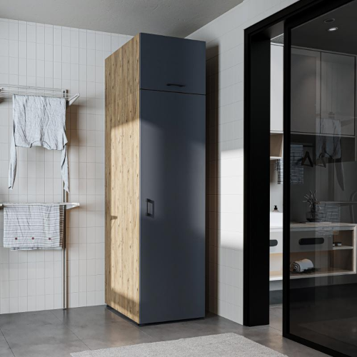 Colonna mobile armadio portascope lavanderia 60xH230 cm rovere antracite Shine-2