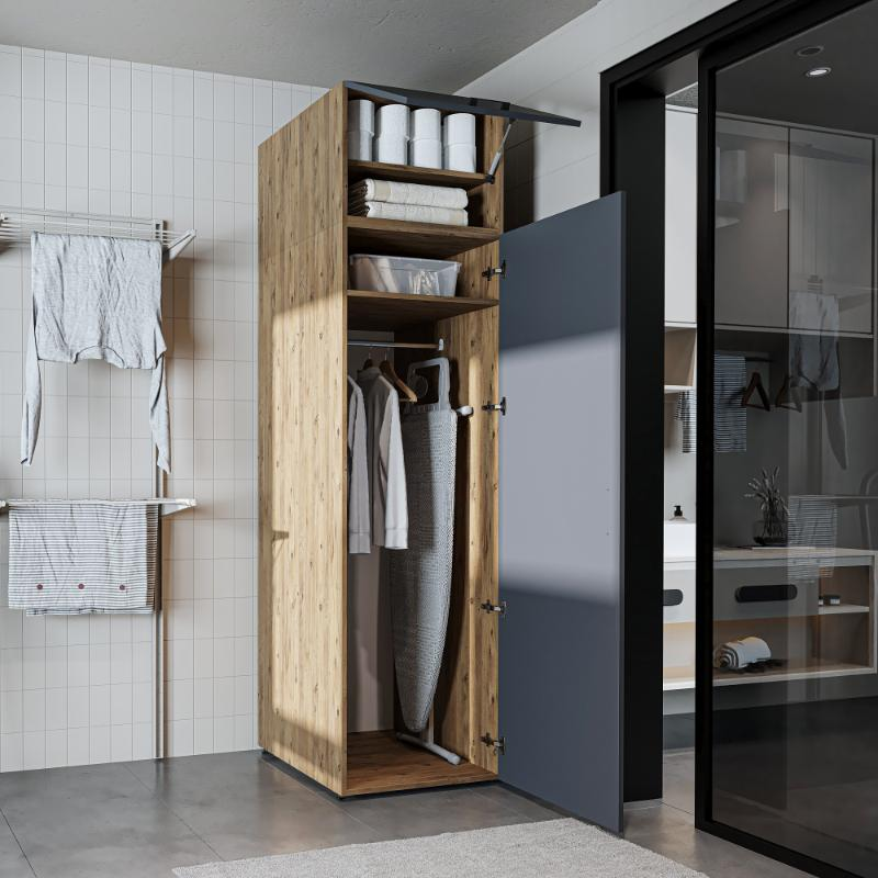 Colonna mobile armadio portascope lavanderia 60xH230 cm rovere antracite Shine-2