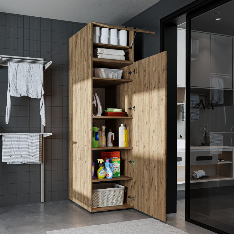 Colonna mobile armadio portascope lavanderia 60xH230 cm rovere oldwook Shine-2