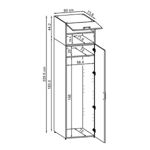 Colonna mobile armadio portascope lavanderia 60xH230 cm rovere oldwook Shine-2