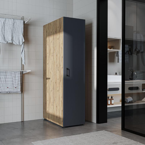 Colonna mobile armadio portascope lavanderia 45xH185 cm rovere antracite Shine