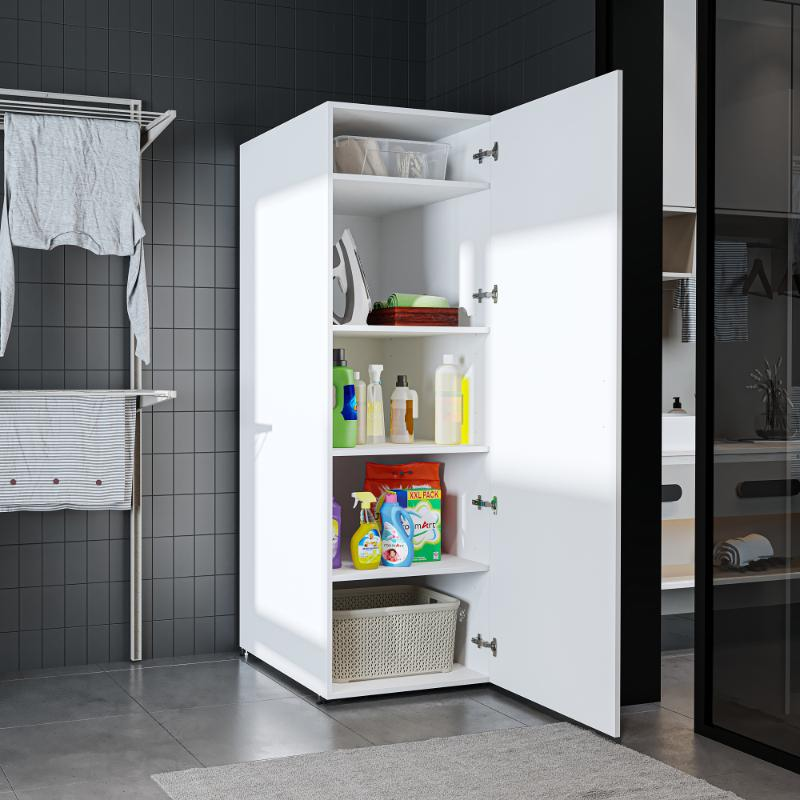 Colonna mobile armadio portascope lavanderia 60xH185 cm bianco Shine