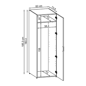 Colonna mobile armadio portascope lavanderia 60xH185 cm bianco Shine