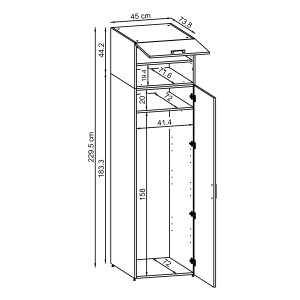 Colonna mobile armadio portascope lavanderia 45xH230 cm bianco Shine-1